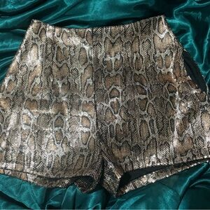 Socialite Sequin Snakeskin Shorts | XS | High-Waisted Glam